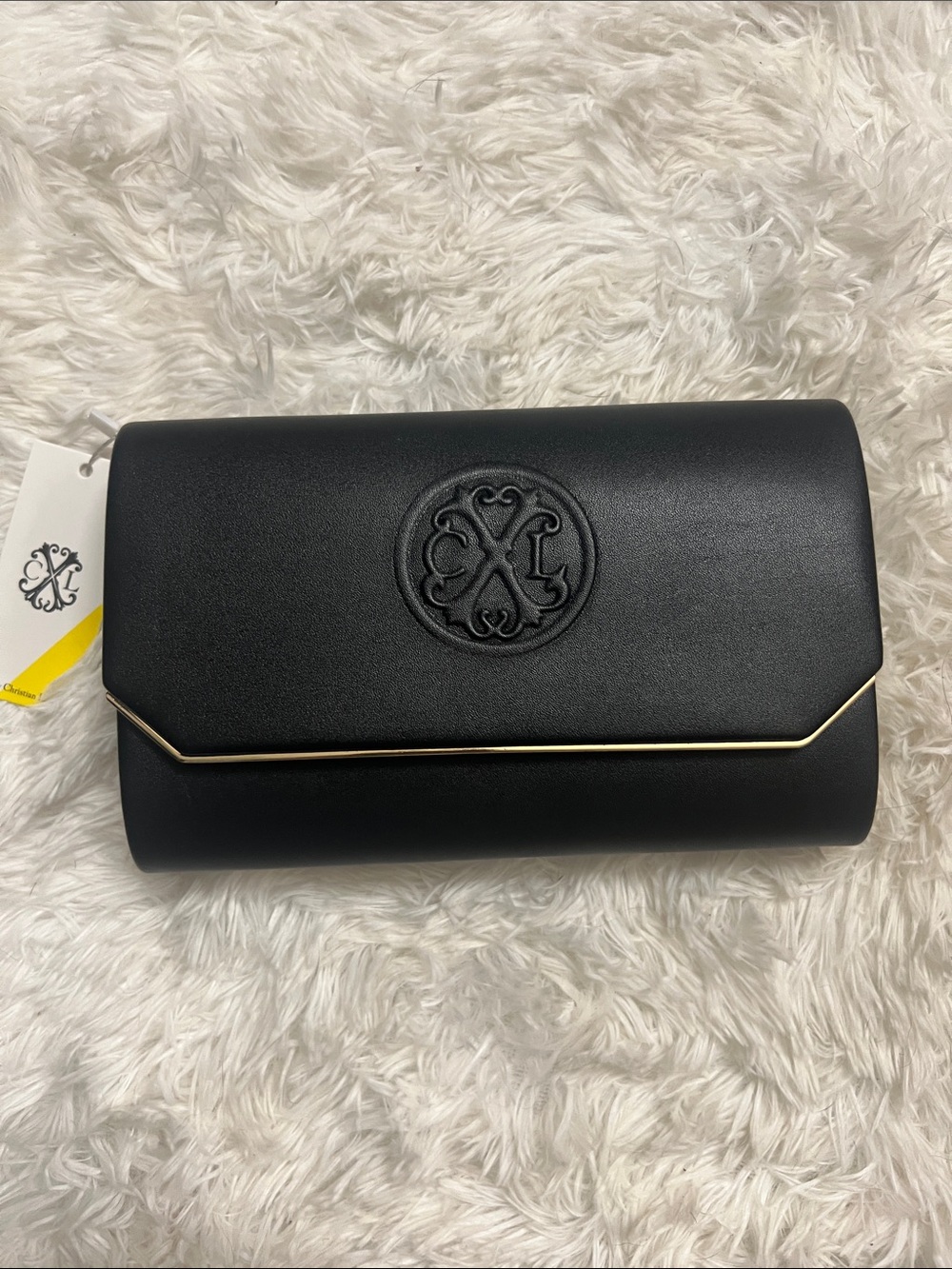 Christian Lacroix Black Clutch/Crossbody with Gold Trim